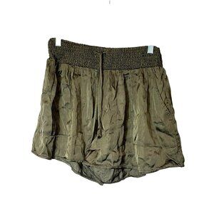 NWT AERIE XS Satin  Smocked High Waist Shorts